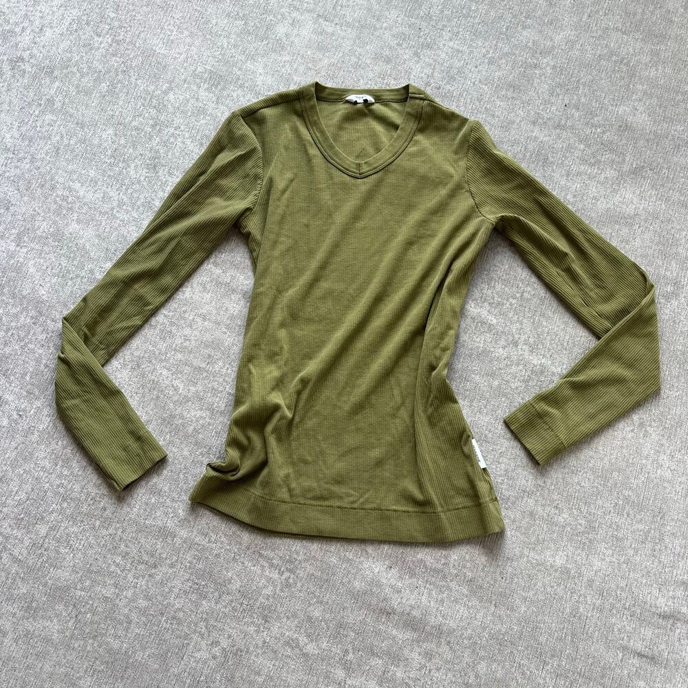 Penn And Ink NY Olive Long Sleeve Ribbed Top